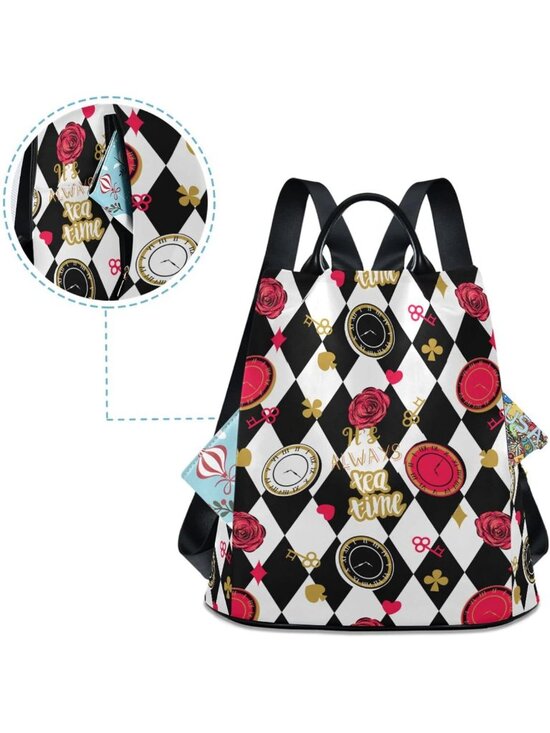 Chic Alice Chess Board Backpack Purse for Women | Stylish Travel Shoulder Bag